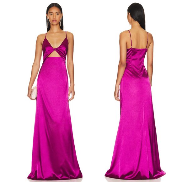 YAURA Dresses & Skirts - NEW YAURA Torera Gown in Pink Purple Jewel Satin Maxi Dress XL XLarge / UK 14
